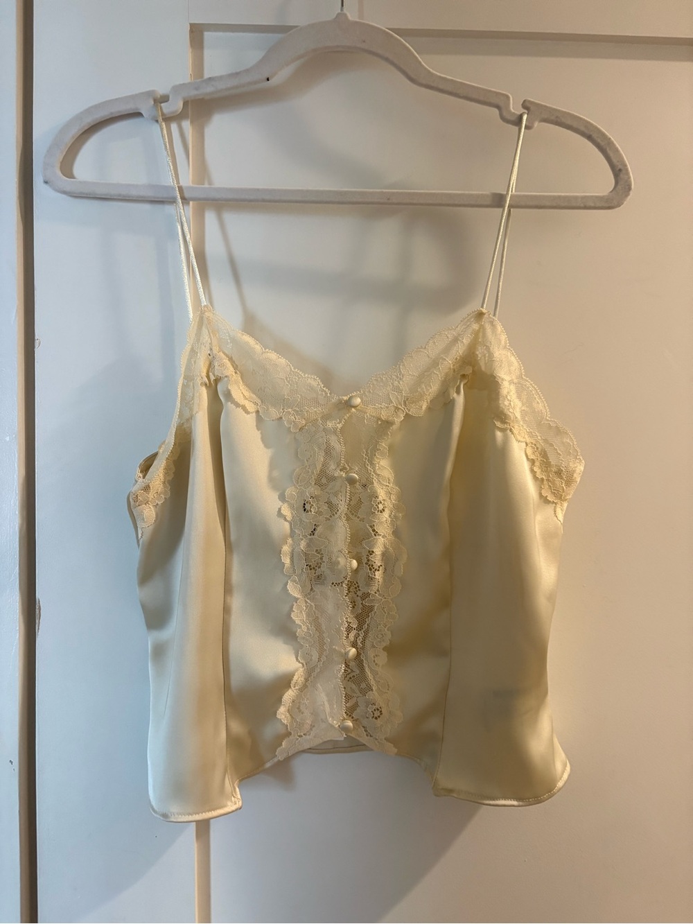 Zara Silky Lace Trim Ivory Cami Top